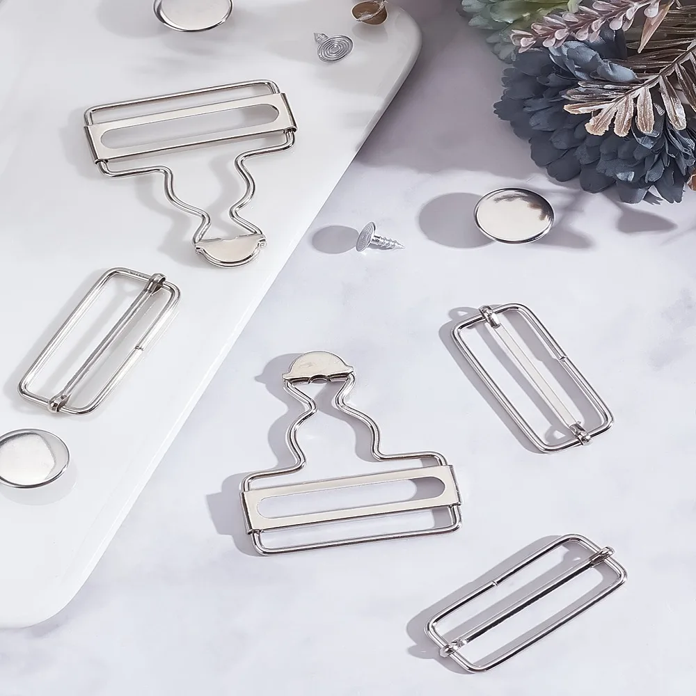 1 مجموعة 4 مجموعات مشبك حديد قابل للتعديل لسراويل مريلة 58.5x44x2 مللي متر #2