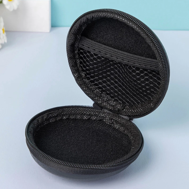 Circular USB Data Cable Headphones Case Mini Zippered Round Storage Hard Bag Headset Box Shockproof Earphone Accessories