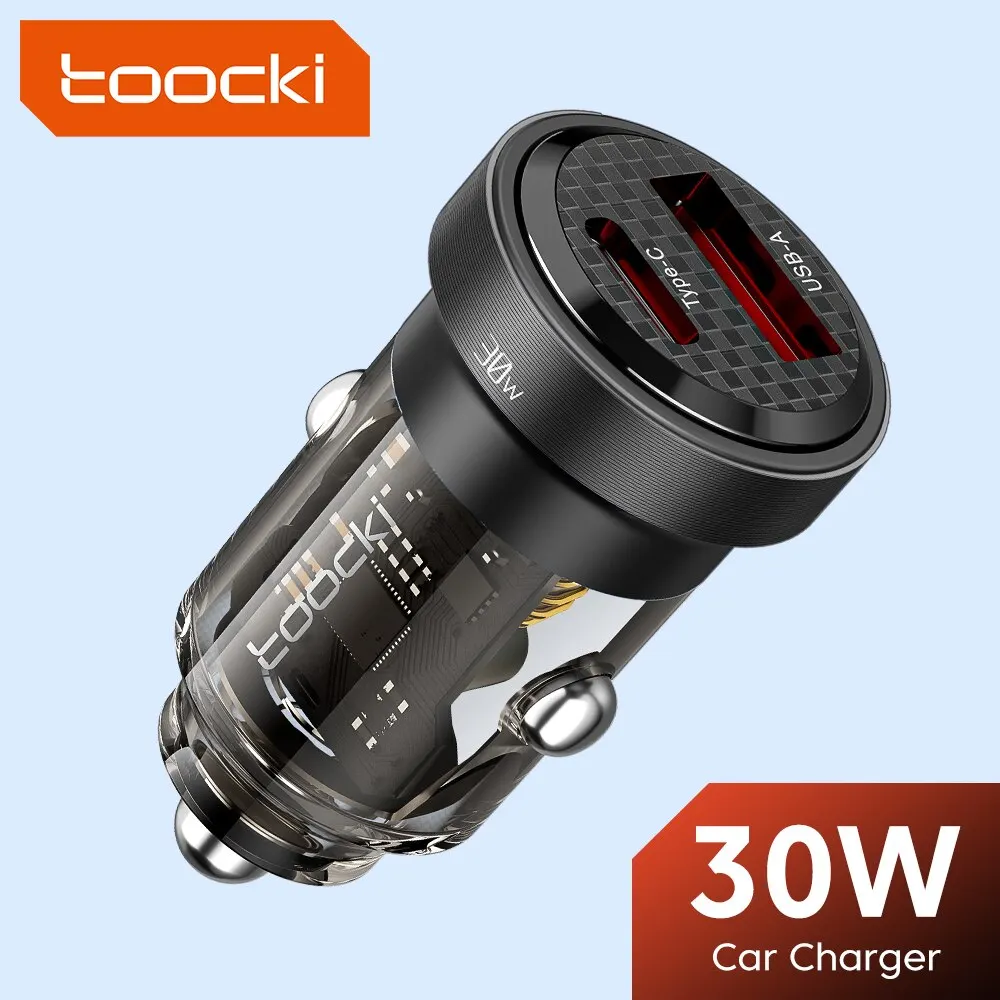 Toocki 30W 5A QC PD 3.0 SCP Car Charger Quick Charge4.0 USB Type C Fast Charging For iPhone 15 14 13 12 Huawei Samsung Xiaomi