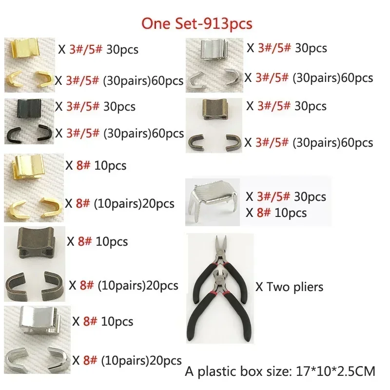 1 conjunto 3 #   5 #   8 #   Rolha de zíper de metal antiderrapante saco jaqueta kits de reparo de zíper conjuntos de zíperes ferramenta de substituição diy acessórios de alfaiataria