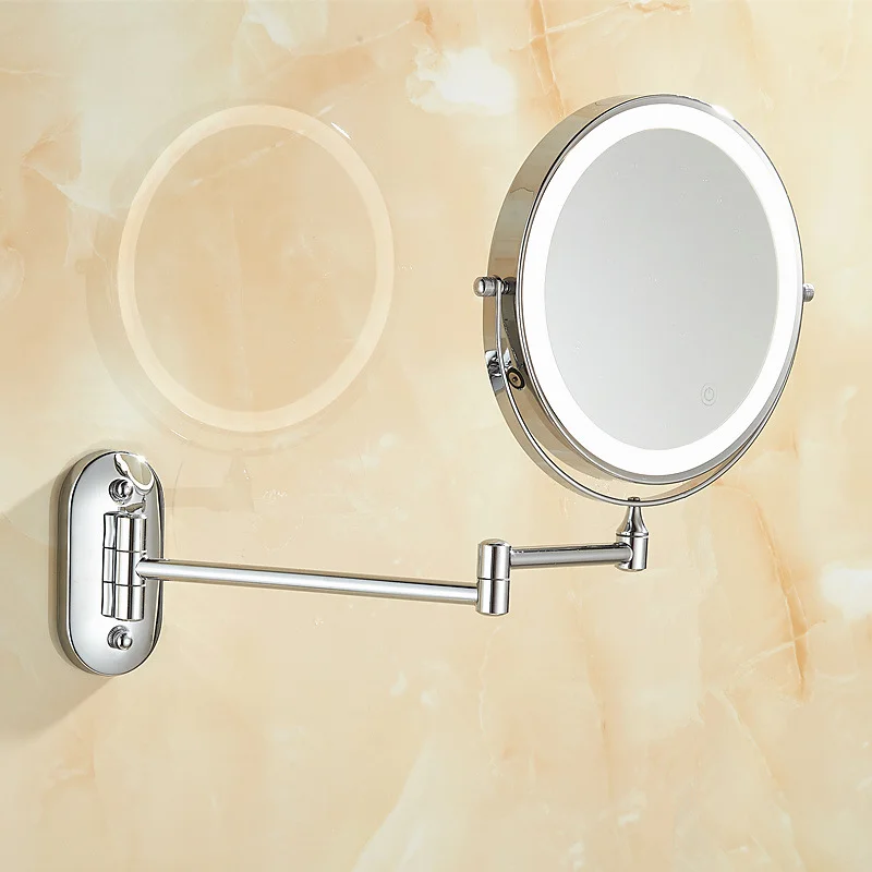 8 Inch Folding Cosmetic Wall Mounted Vanity 3/5/7/10 Times Magnification Sided Illuminated Mirrors