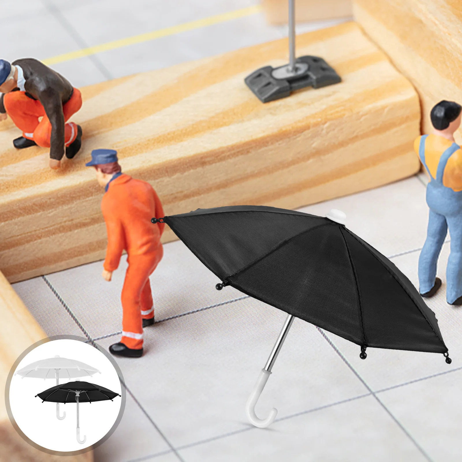 2Pcs 미니어처 비 우산 내구성 미니 하우스 액세서리 세련된 로맨틱 작은 장면 장식 우산