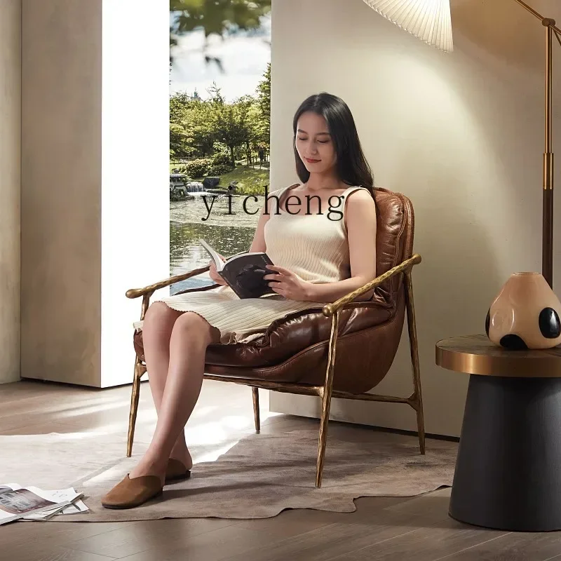 antique hand-forged wrought iron single sofa recliner living room retro velvet leisure chair home decoration accessories