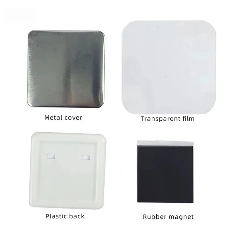 【HOT】Rectangle 50*50Mm Name Tag Making Hine With Paper Cutter And 100Pcs 50*50Mm Blank Badge Component