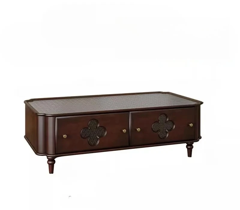A  American-Style Solid Wood Glass Coffee Table Living Room Home New Small Apartment French Entry Lux High Sense