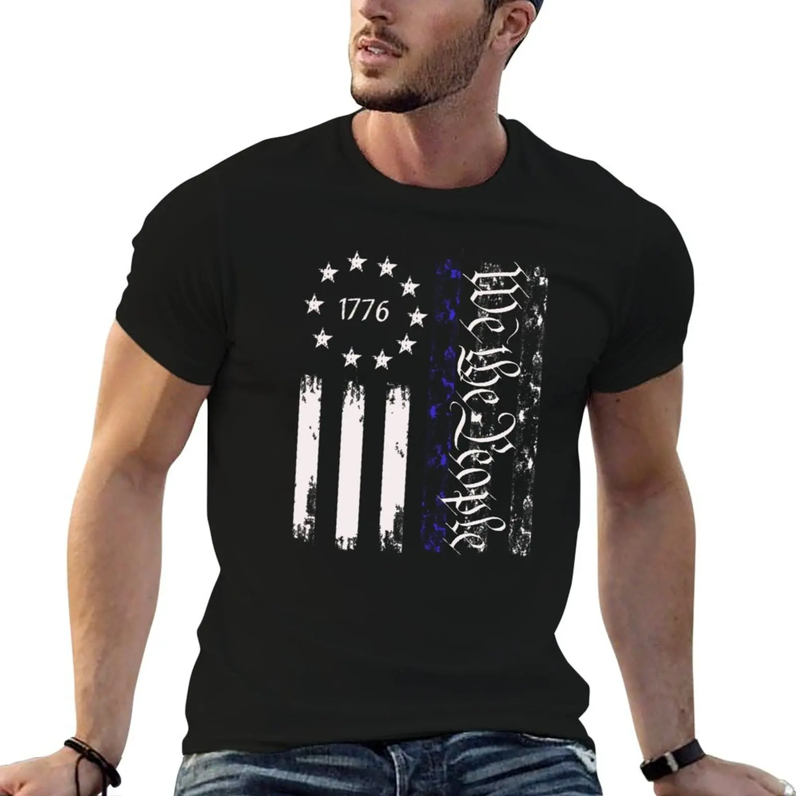

Vintage Old American Flag Patriotic 1776 We The People USA Sweatshirt T-Shirt man t shirts cotton T-Shirt