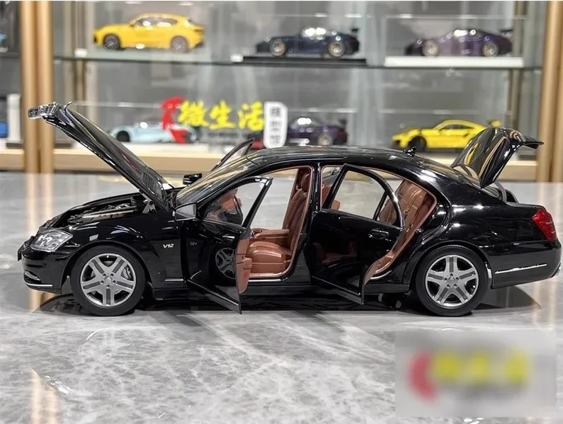 Motorhelix 1:18 für Maybach Mercedes Benz S600L W221 Limited 999 Schwarz Diecast Modell Auto Spielzeug Geschenke Hobby Display Ornamente