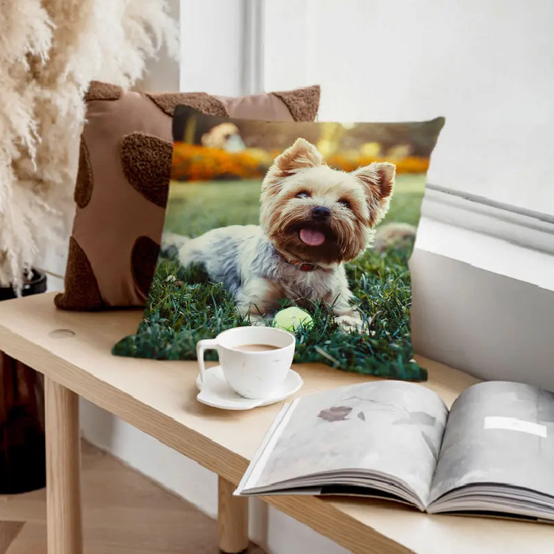 45x45cm Cute Dog Pet Border Collie Dog Throw Pillows Case Sofa Bedroom Car Seat/Back Cushion Cover Pillowcase for Home Decor