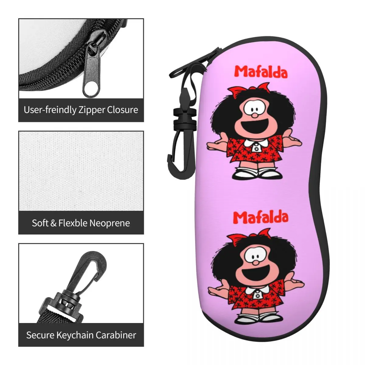 Custom Classic Comic Mafalda Shell Óculos Caso, Unisex Cool Quino Cartoon Óculos Caso, Óculos de sol Protector Box