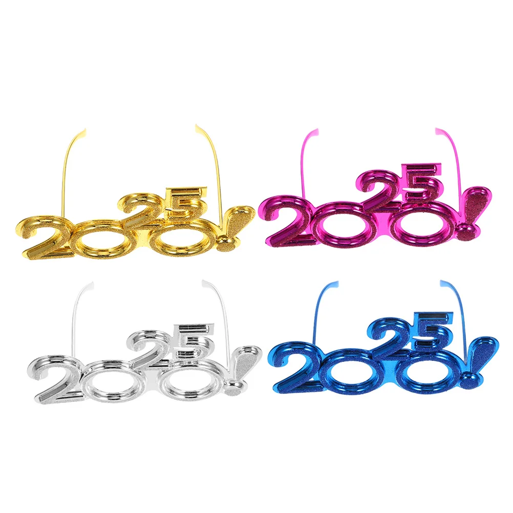 4 قطعة نظارات الديكور السنة الجديدة 2025 فريد خفيفة الوزن نظارات الحفلات متعة صور الدعامة ليلة رأس السنة لوازم عدد النظارات #3