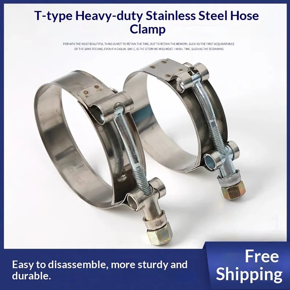 T-shaped high-strength stainless steel hose clamp reinforced ventilation duct pipe clamp pipe nut and pipe grip ID38mm-180mm