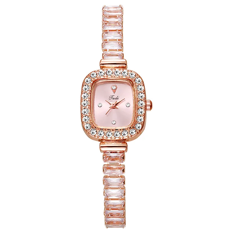 Роскошные часы-браслет с квадратным циферблатом и цирконием, изысканные часы-цепочка, женские кварцевые часы с свободной регулировкой, Reloj Mujer