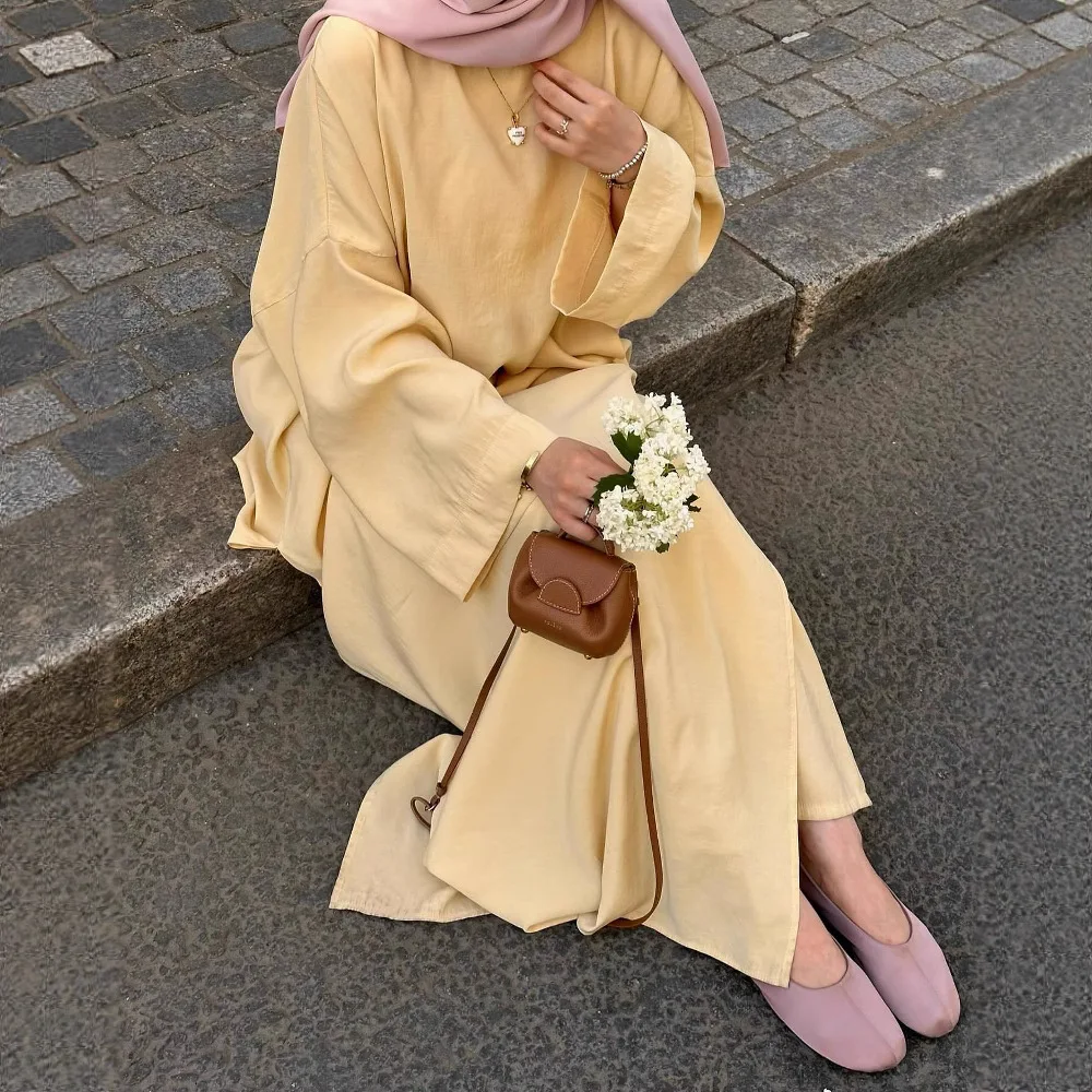 

Eid Women 2 Piece Set Long Dress Shirt Wide Leg Pant Muslim Blouse Jalabiya Ramadan Dubai Musulman Ensembles Arab Long Robe