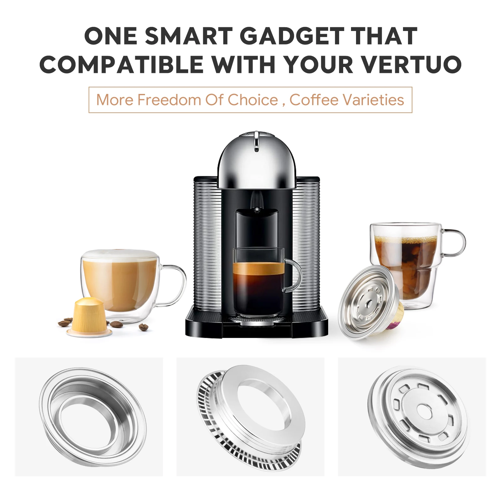 For Vertuo Pop Vertuoline  Next Reusable Coffee Capsule Adapter Nespresso Converts to Vertuoline Pods Accessories iCafilas