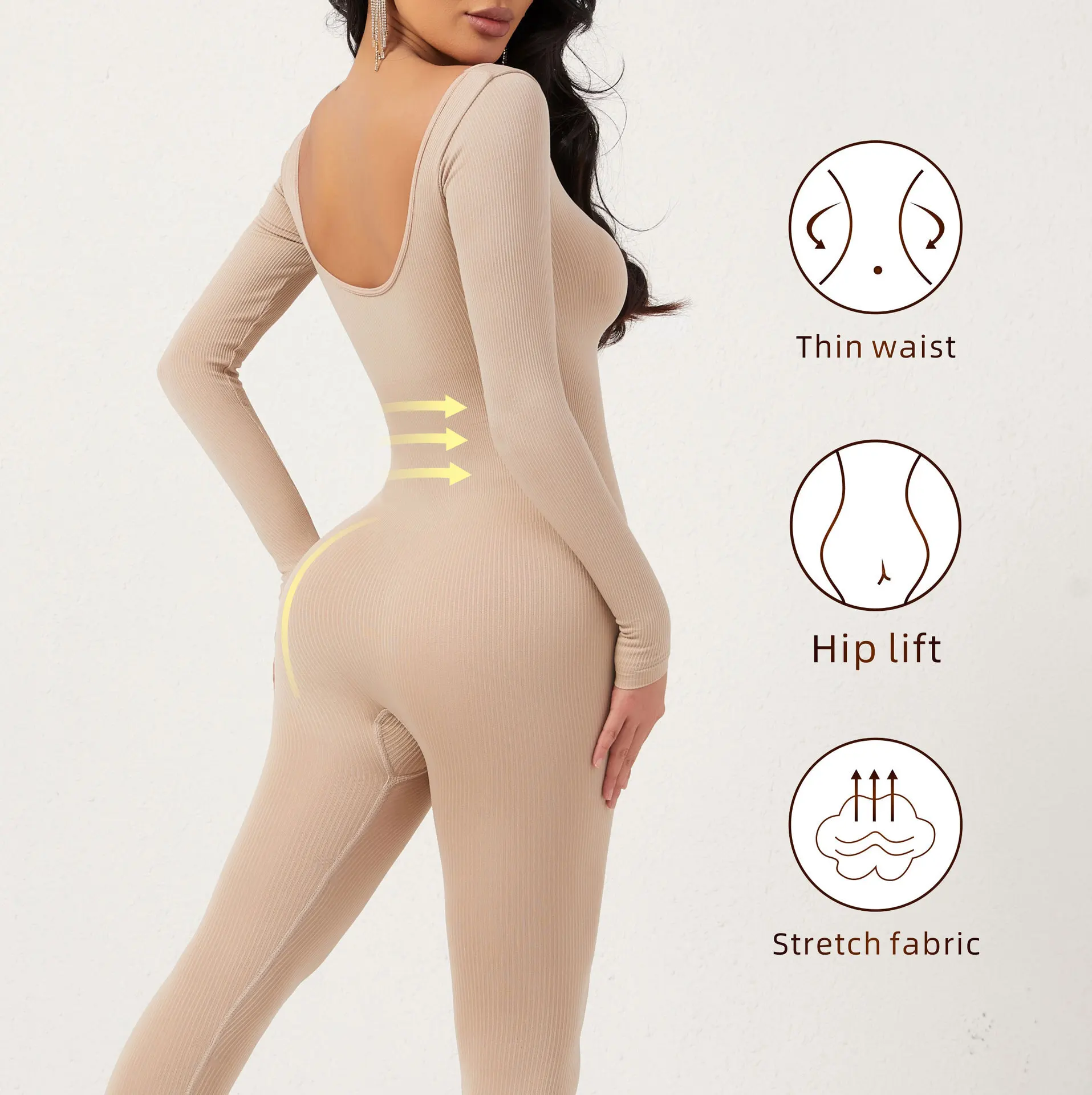 

Body With Sleeves, Long Pants, Yoga Suit, Integrated Base, Abdominal Compression, Hip Lifting And Beauty Bodysuit, One-Piece