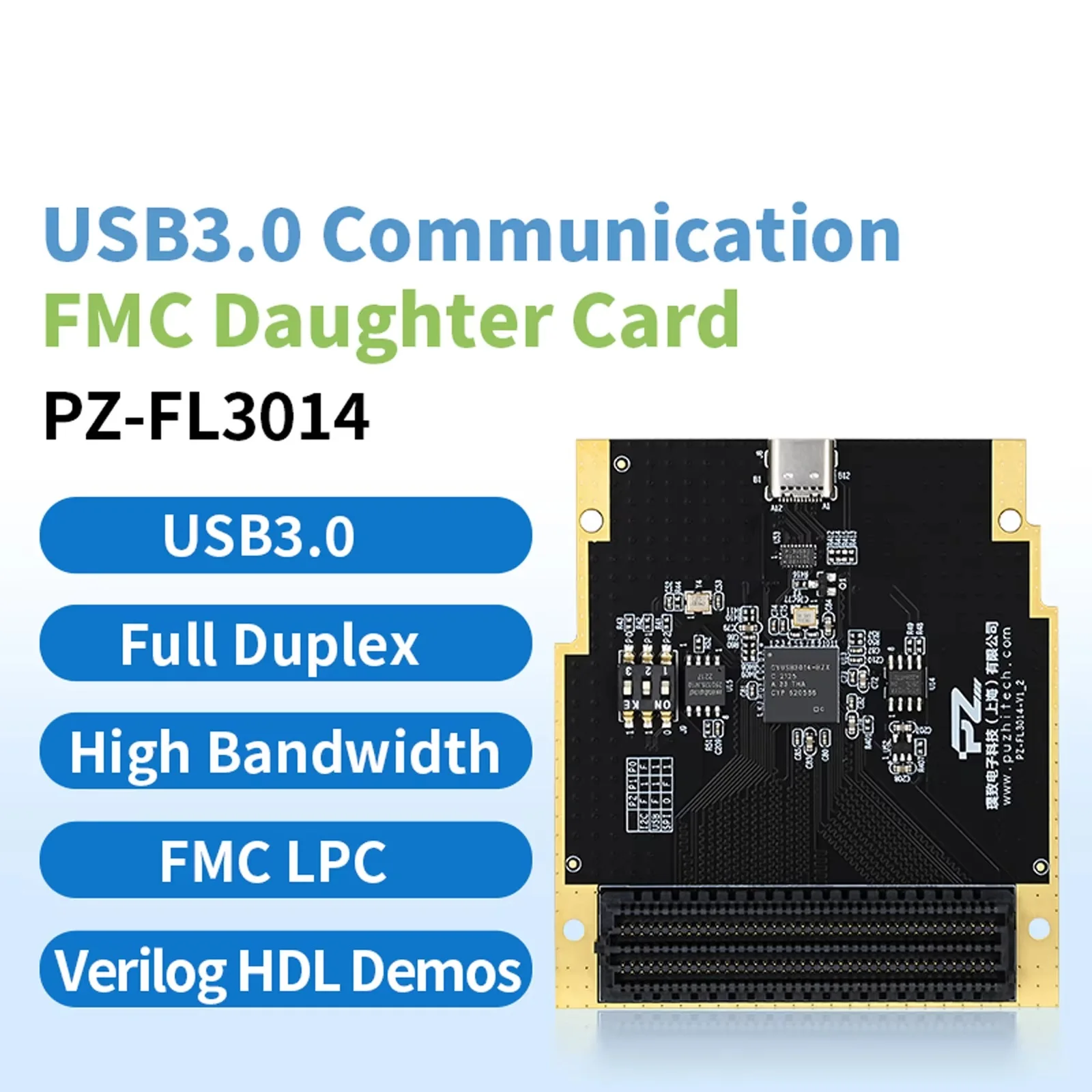 

Puzhi PZ-FL3014 FMC Дочерняя карта USB3.0 Полнодуплексная плата FMC LPC с высокой полосой пропускания