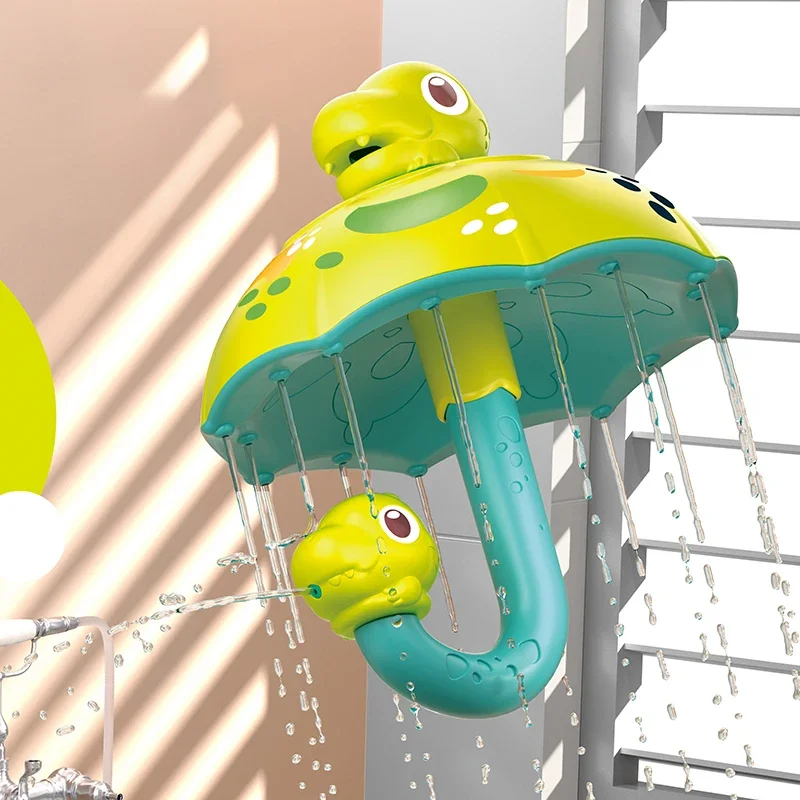 Creative Baby Bath Toy Dinosaur Umbrella Water Sprinkler Shower Head Bathtub Rain Toy Spray Water Tub Toy with Turnable For Kids