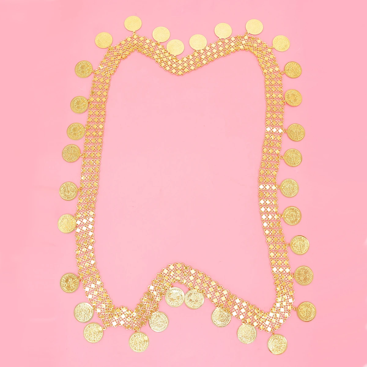 Gold Plated Simple Large Coins Tassel Crossbody Shoulder Chain Trendy Indian Arab Bridal Wedding Accessories Robe Body Jewelry