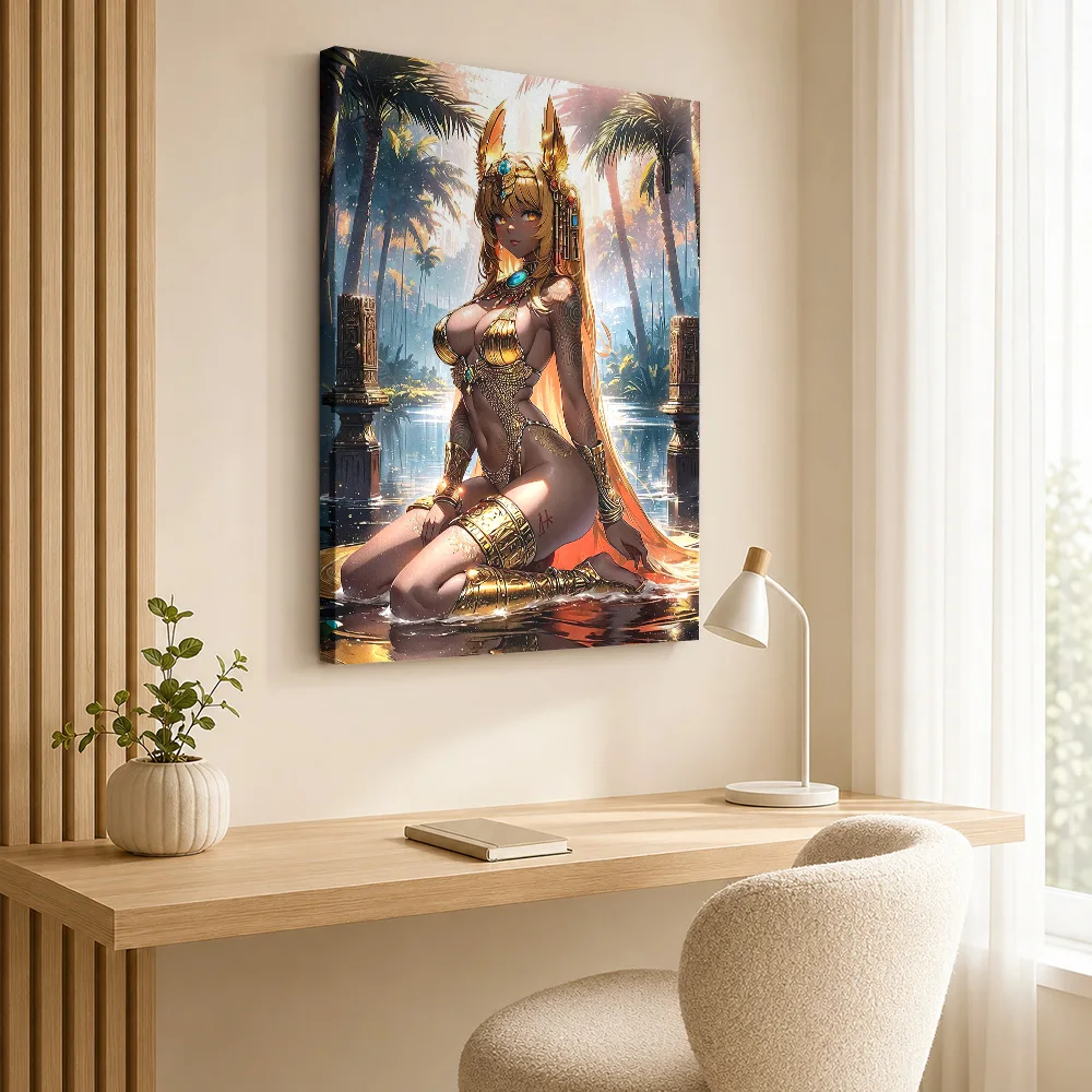 Anime Sexy Cleopatra Framed Canvas Poster Personalized Gaming Anime Wall Art for Game Room Dorm Decoration Gift for Collectors