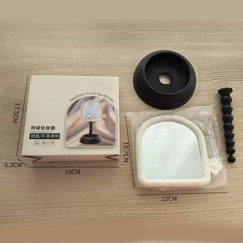 Pflaumenblüten-Desktop-Schminkspiegel mit Organizer, mädchenhafter Herz-Schminkspiegel, leicht, abnehmbar