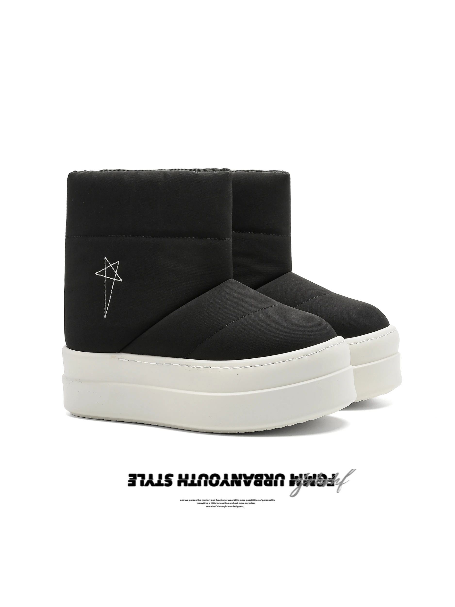 

Faionable Thi Bot Mid-Calf Boots Men's Winter High Top oes Personali Increased Version 5cm Heightening Edition