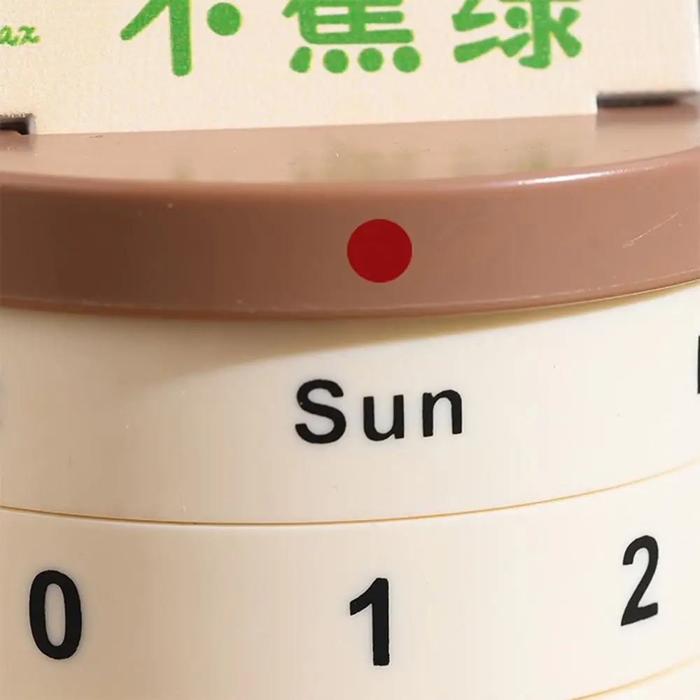 

Reusable Plant Pot Perpetual Calendar Date Rotatable Stable Art Rotating Desk Calendar with Wood Card Quiet