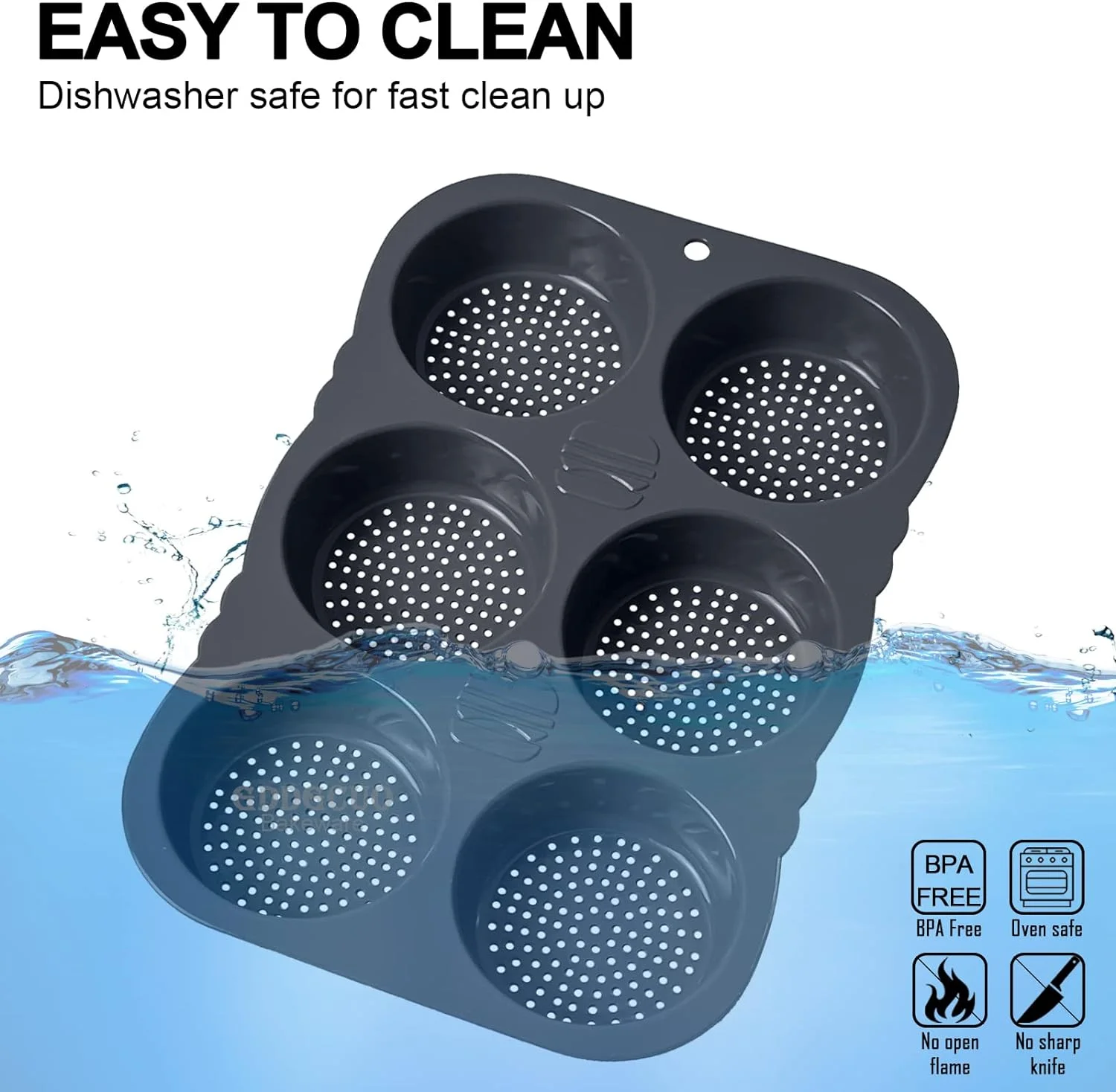 Hamburger Bun Pan 4 Inch Silicone Hamburger Bun Mold Baking Pan for Homemade Hamburger Buns Dishwasher Safe BPA-Free 1pcs