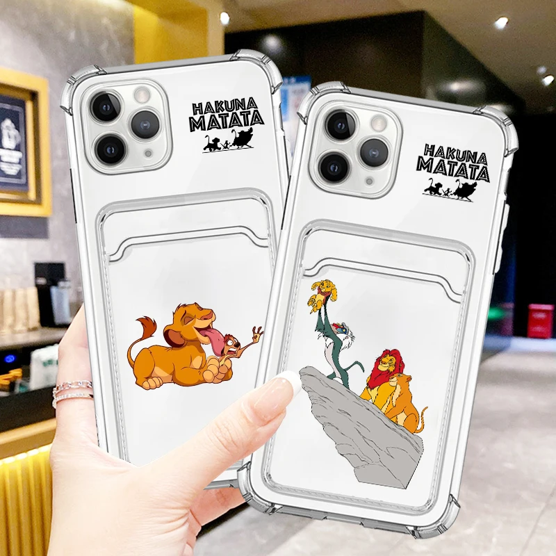 The Lion King Disney Cartoon For iPhone 15 14 13 12 11 XS XR X 8 7 Pro Max Plus Mini Photo Card Bag Transparent Funda