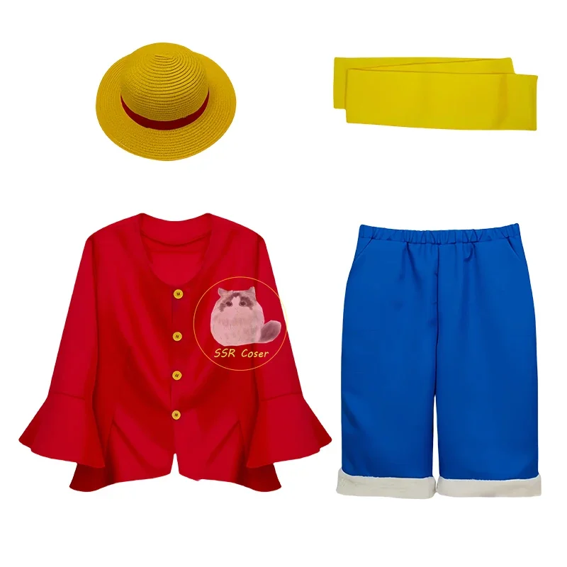 Bear House Monkey D Аниме 111PIECE Косплей Луффи Красные Белые Костюмы Шляпа Хэллоуин Карнавальные Костюмы для A2025 PPT01..