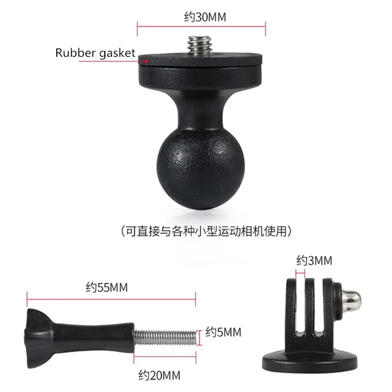 Шаровая Головка, черный держатель для телефона, GPS, крепление для мотоцикла, основание с отверстием 10 мм, автоцикл, подставка для Gopro 10, 9, 8, 7, 6, 5, 4, Xiaomi, для iPhone
