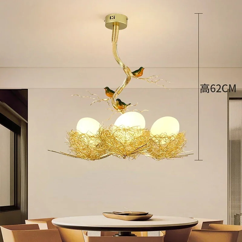 Post Modern Bird's Nest Pendant Lamp Egg Glass Ball Chandelier Kitchen Dining Room