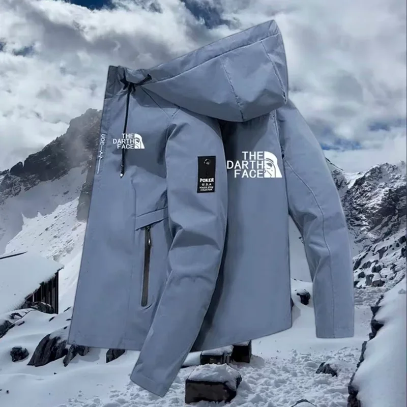 Men's Classic Brand Outdoor Mountaineering Climbing Windproof Hoodie Fashion Autumn Daily Street Walk Exquisite Printed Coat Top