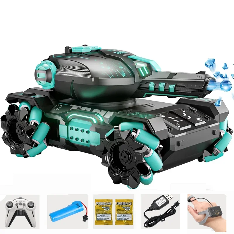 Rc Tank Four Wheel Drive Remote Control Car 2.4G Radio Controlled 4WD Crawler Gesture Control Water Bomb War Tank Toy Kids Gifts