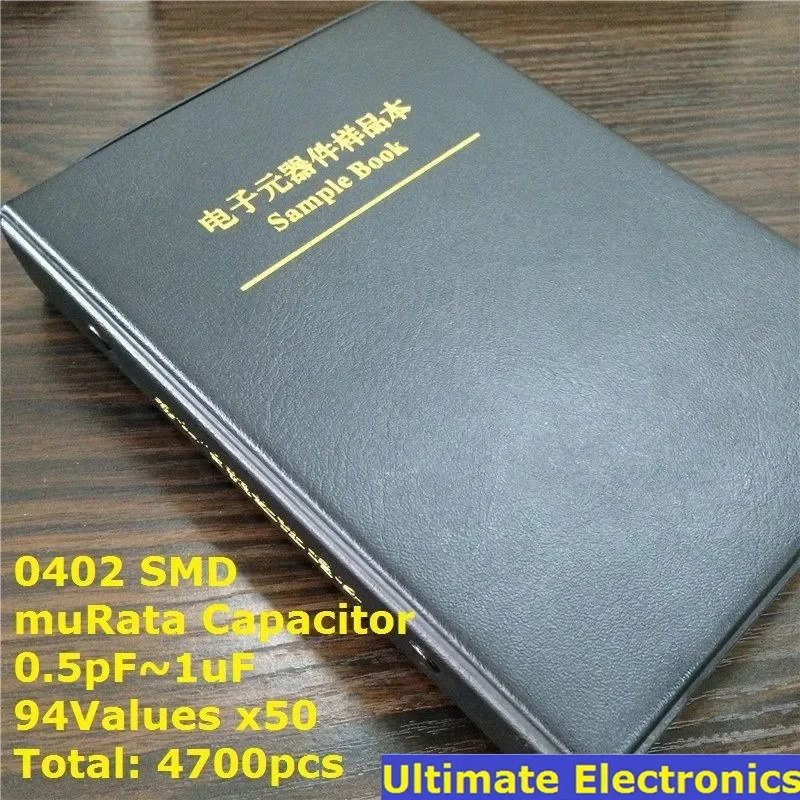 0402 Japan muRata SMD Capacitor Sample book  Assorted Kit  94valuesx50pcs=4700pcs (0.5pF to 1uF)