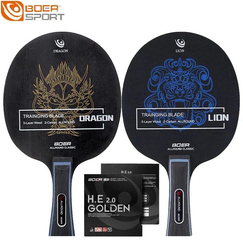 BOER 7-Ply Table Tennis Blade 5 Wood Plus 2 Carbon ITTF Approved Ping Pong Paddle For Training Competition Short Long Handle