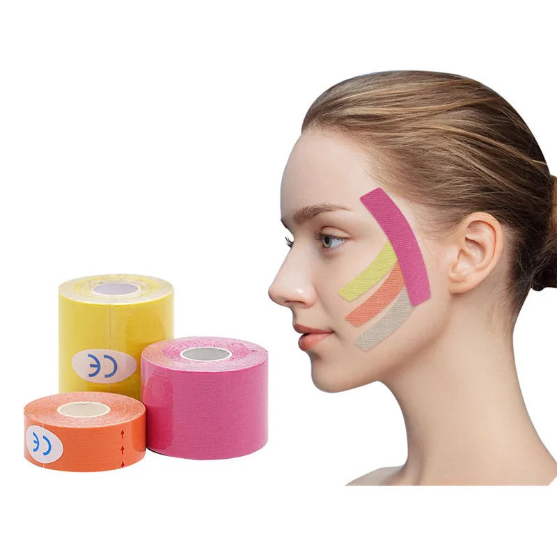 5M Breathable Cotton Kinesiology Tape Sports Elastic Roll Adhesive Muscle Bandage Wrinkle Face Tapes Face Lifting Tapes