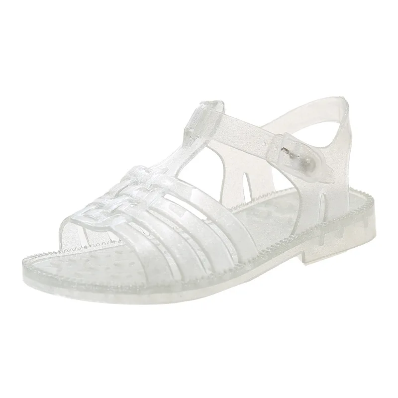 

Children Sandals Girls Summer Princess Shoes Soft Sole Open-Toe Jelly Princess Shoes Kid Breathable Hollow-Out Roman Beach Shoes