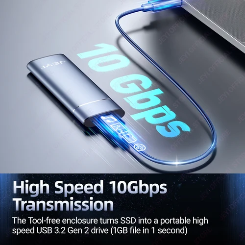 Imagen 2 del producto JEYI M.2 SSD carcasa aleación de aluminio disipación de calor caja de disco duro móvil instalación sin herramientas soporte NVMe SATA NGFF 2280