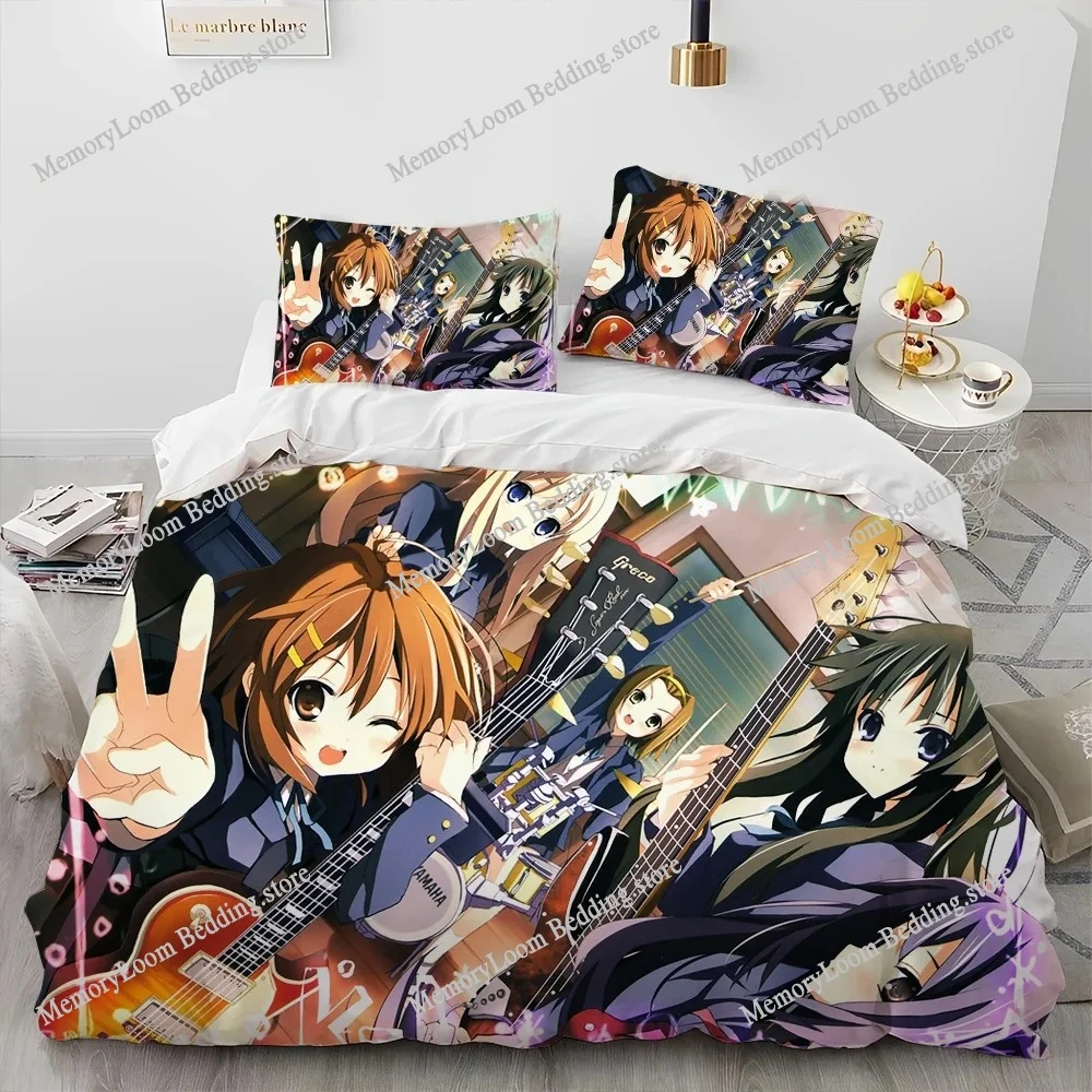 

3D K-ON Cartoon Cute Lolita Kawaii Girls Comforter Bedding Set,Duvet Cover Bed Set Quilt Cover Pillowcase,Queen Size Bedding Set