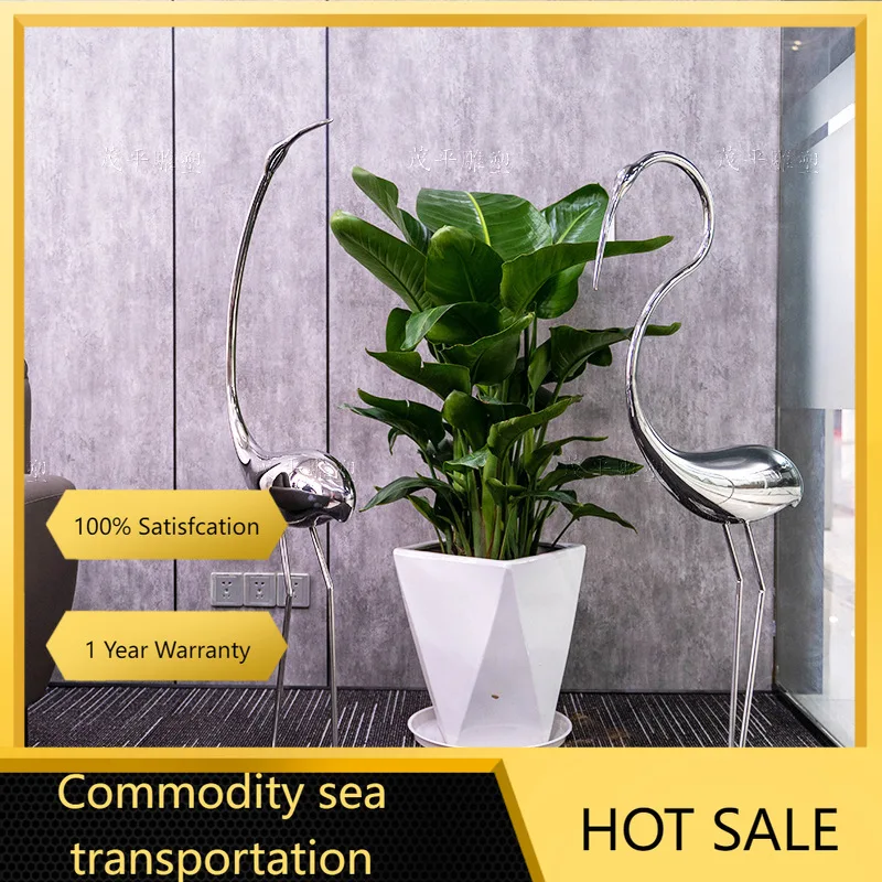 Nn Stainless steel white heron animal sculpture, Outdoor Waterscape, Garden, Hotel Shop, Soft Decoration, Animal Sculpture