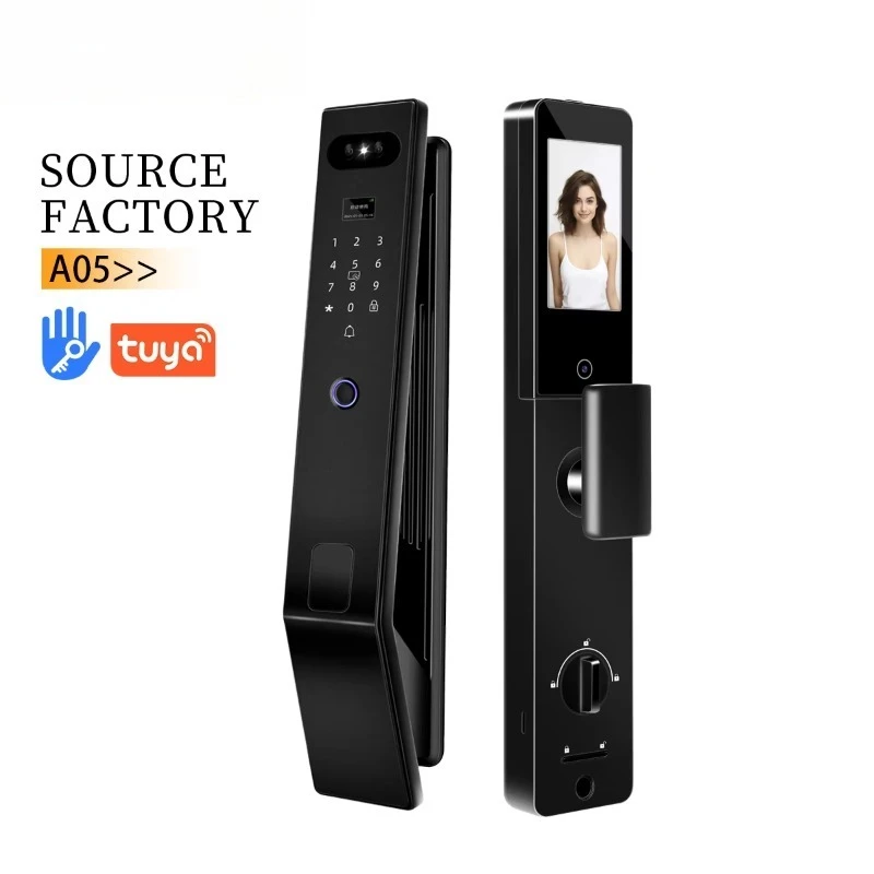 TUYA WIFI Fully Automatic Smart Lock Stable Face Recognition for Wood or Aluminum Door and Multilingual