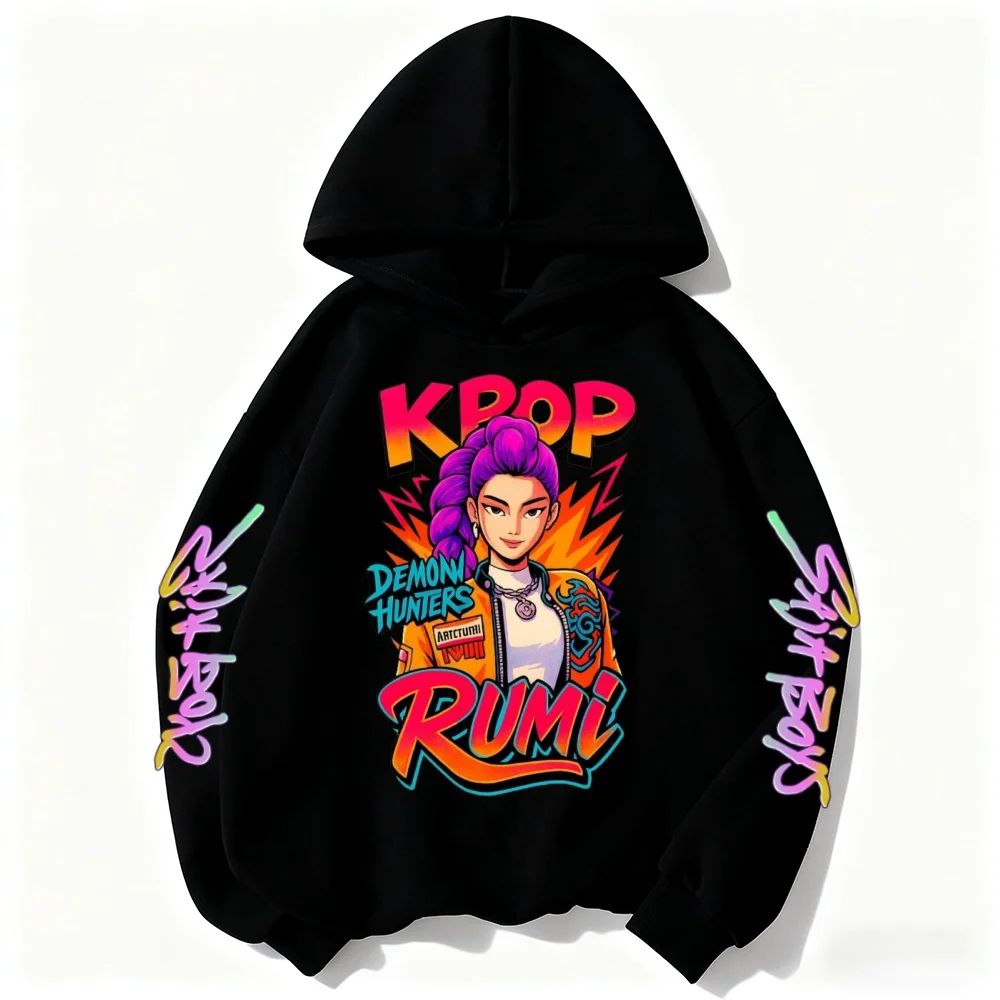 عشاق الفيلم هدية هوديي الفتيات الاطفال Huntrix Kpop شيطان الصيادين الأطفال البلوز لطيف النمر Harajuku هودي للبنين بنات #3