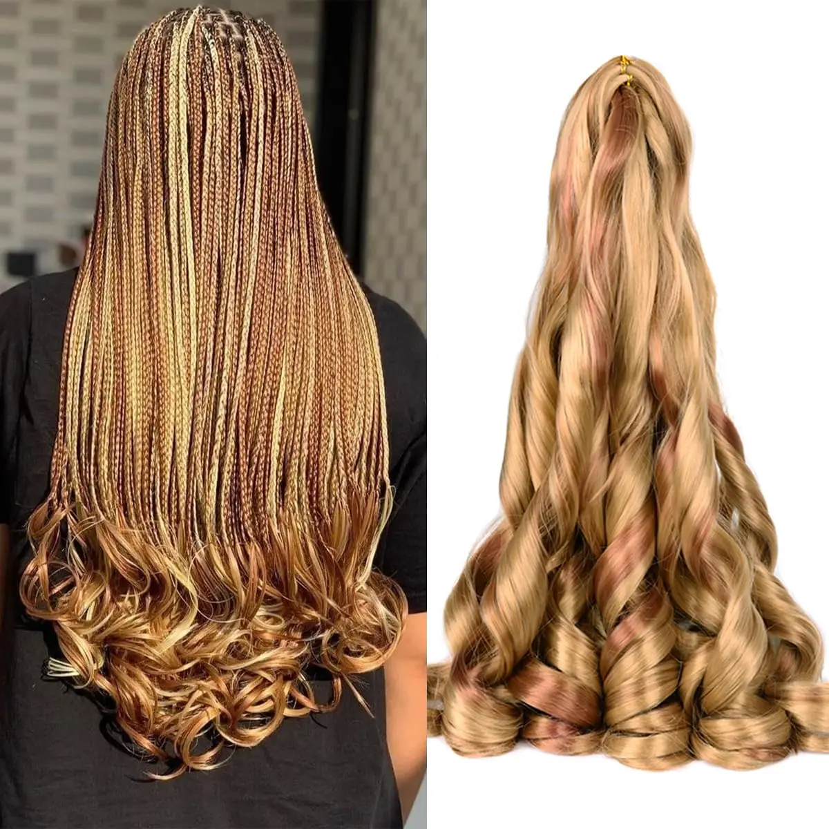 

Synthetic French Curly Braiding Hair for Box Braids Loose Wave 22 Inch 150G/Pack Spanish Curly Spiral Curl Silky Hair Extensions