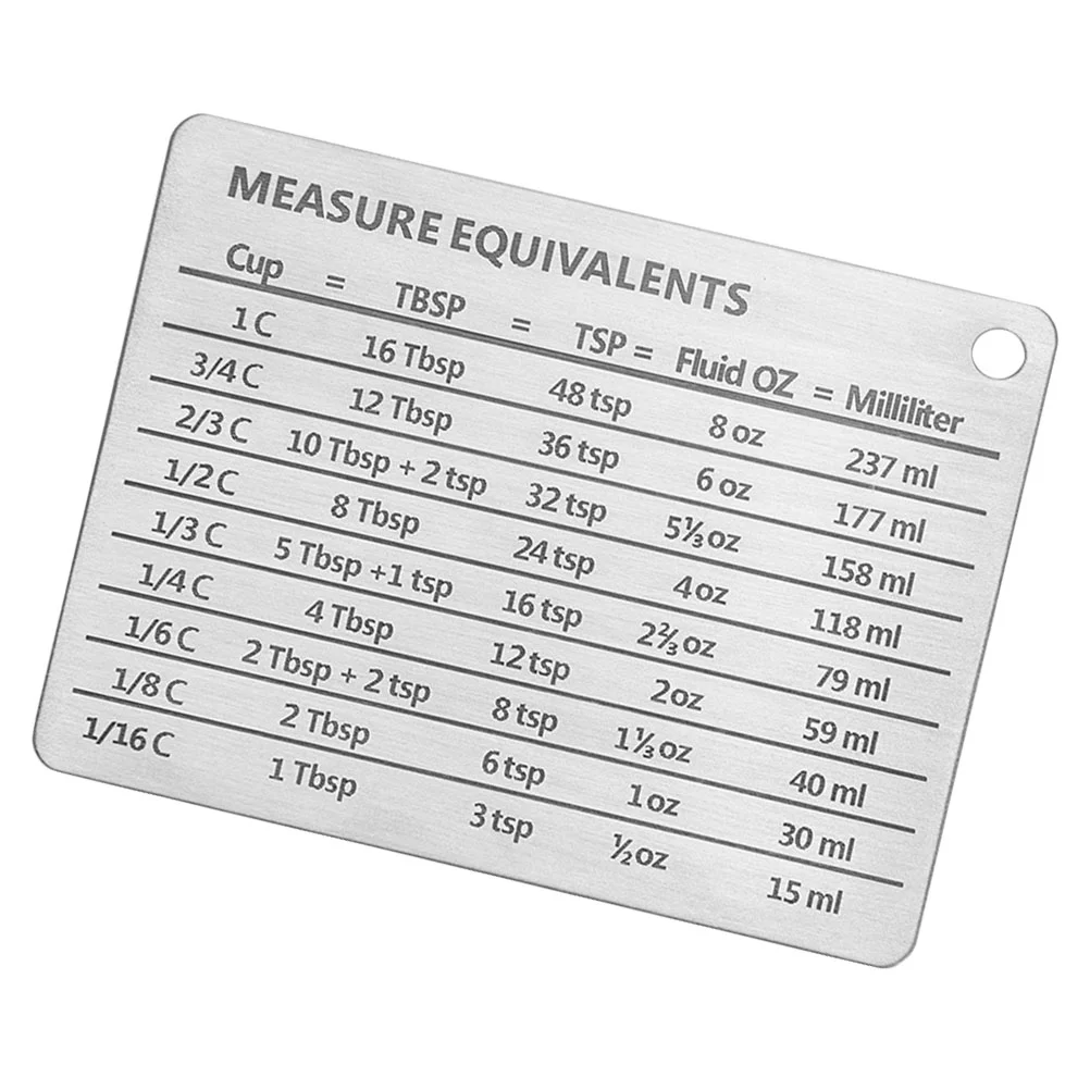 Stainless Steel Fridge Magnet Refrigerator Measure Equivalents Chart Major Baking