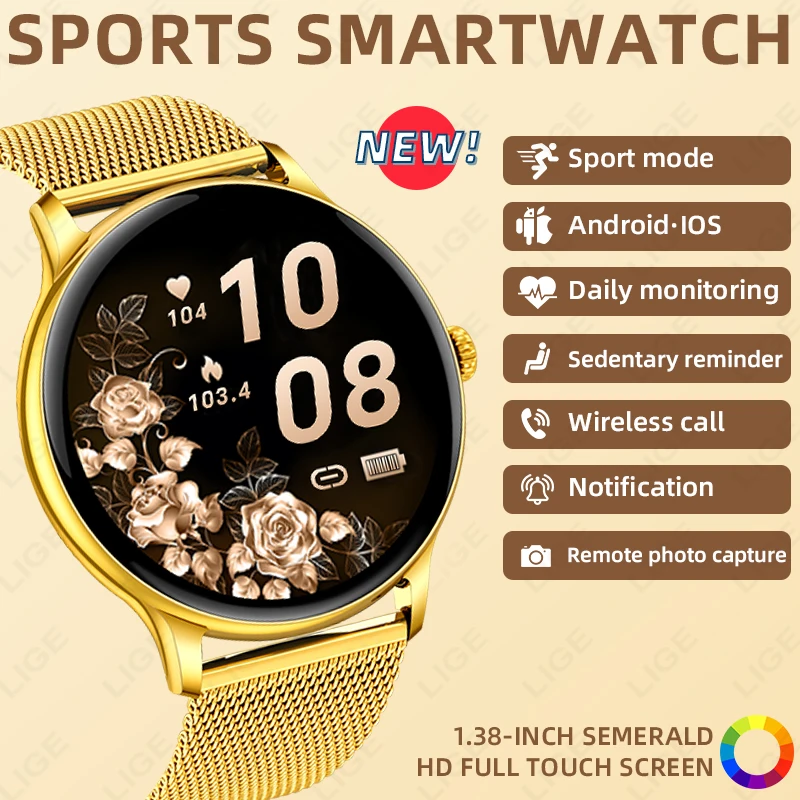 

LIGE Smart Watch Sports Fitness Men Women Heart Rate Health Monitor Bluetooth Call IP68 Waterproof Watch Alarm Clock Smartwatch