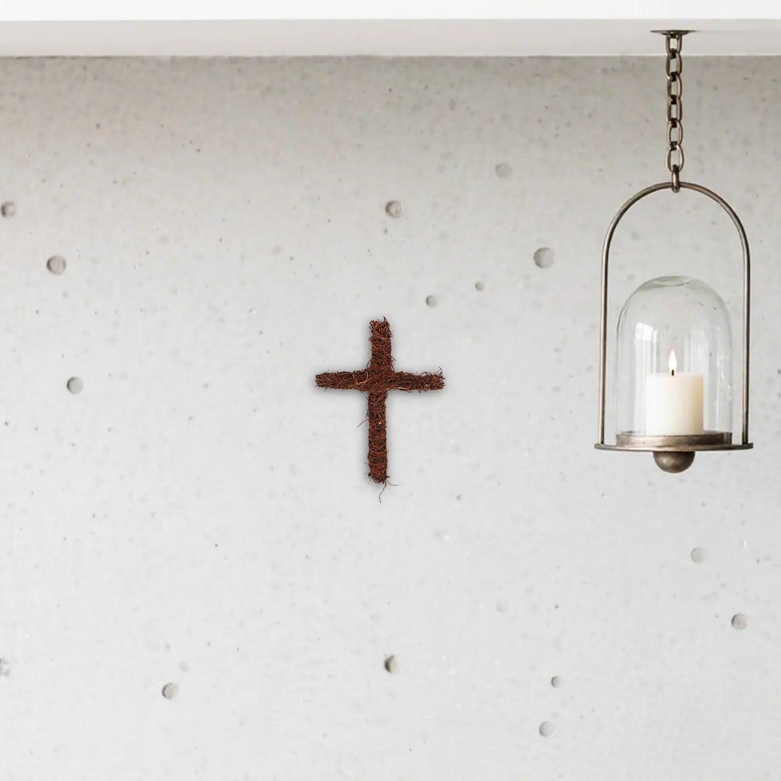 2Pcs Rattan Cross Wall Decor Indoor Hanging Decorative Christian Cross Ornament Home Wall Art Crucifix Decoration