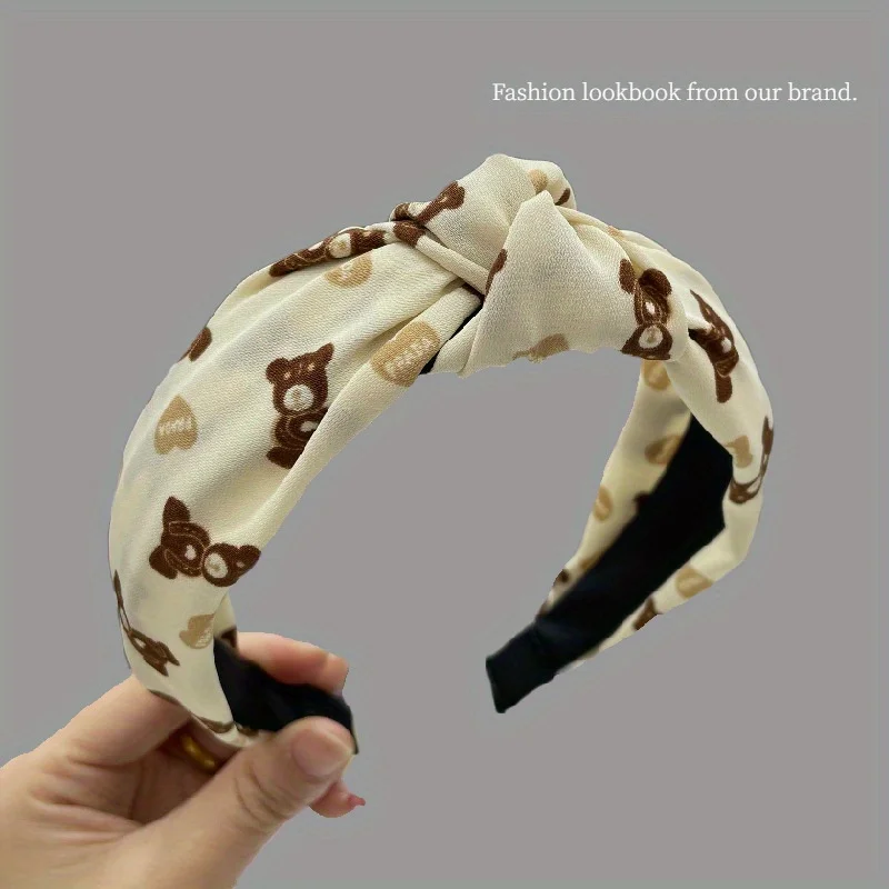 

Adjustable Knotted Headband with Print Fabric Wide Edge Non-Slip Design for Women Girls Casual Outdoor Shopping