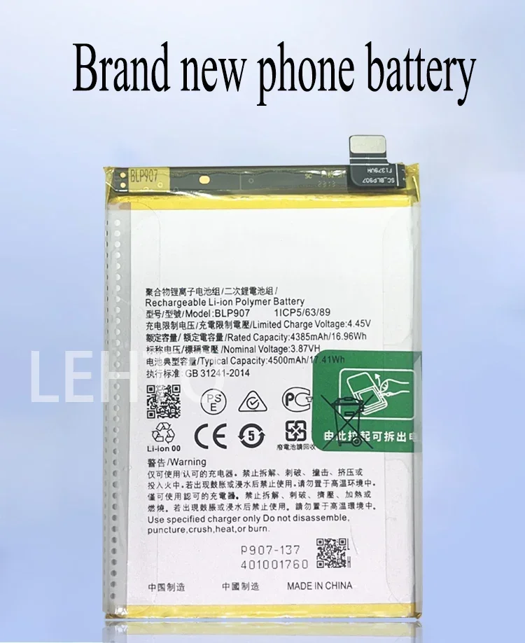 BLP907 907 Battery For OPPO A96 / Reno7Z / Reno7 4G / F21 PRO Repair Part  Capacity Phone Batteries Bateria