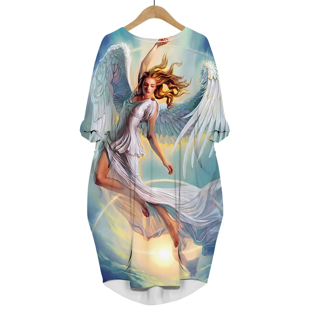 Fashion Women Dress Archangel of Saint Miguel 3D Printed Loose Skirt Streetwear Long Sleeve Pocket Female Dresses Dropshipping