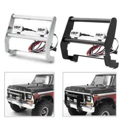 TRX-4 Bronco 1:10 RC Paletli Araba için LED Işık ile Metal Paslanmaz Çelik Çarpışma Ön Tampon